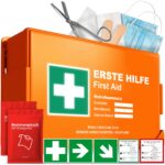 Erste-Hilfe-Kasten DIN 13157:2021 mit Wandhalterung – Verbandskasten für Betrieb & Haushalt