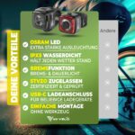 MIVELO Fahrradlicht Set StVZO – USB-aufladbar, wasserdicht & extra hell – Bild 6