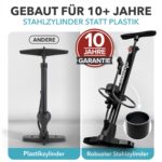CYCLEHERO Fahrradpumpe 60 cm – Standluftpumpe für alle Ventile mit 10 Jahren Garantie – Bild 5