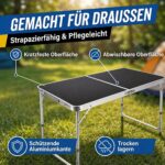 120 x 60 cm Aluminium Klapptisch mit 3-fach Höhenverstellung – Multifunktionstisch für Camping & Garten – Bild 7