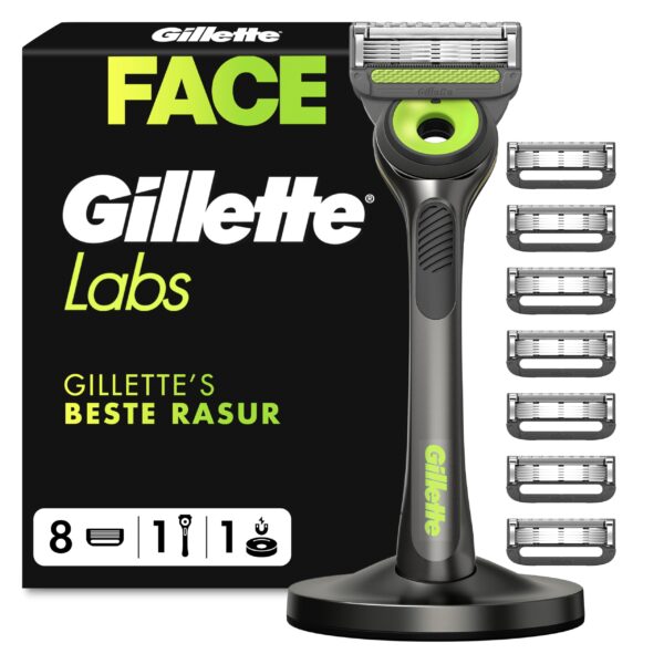 Gillette Labs Nassrasierer für Herren mit Reinigungselement – Premium Rasierer mit 5 Klingen