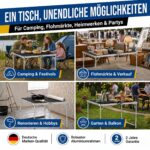 120 x 60 cm Aluminium Klapptisch mit 3-fach Höhenverstellung – Multifunktionstisch für Camping & Garten – Bild 3