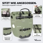 Valkental Gepäckträgertasche 20L wasserdicht – Fahrradtasche mit Reflektoren Natur Grün – Bild 2