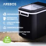 Arebos Eiswürfelmaschine 12 kg/24h – Selbstreinigend mit 2 Würfelgrößen – Bild 3
