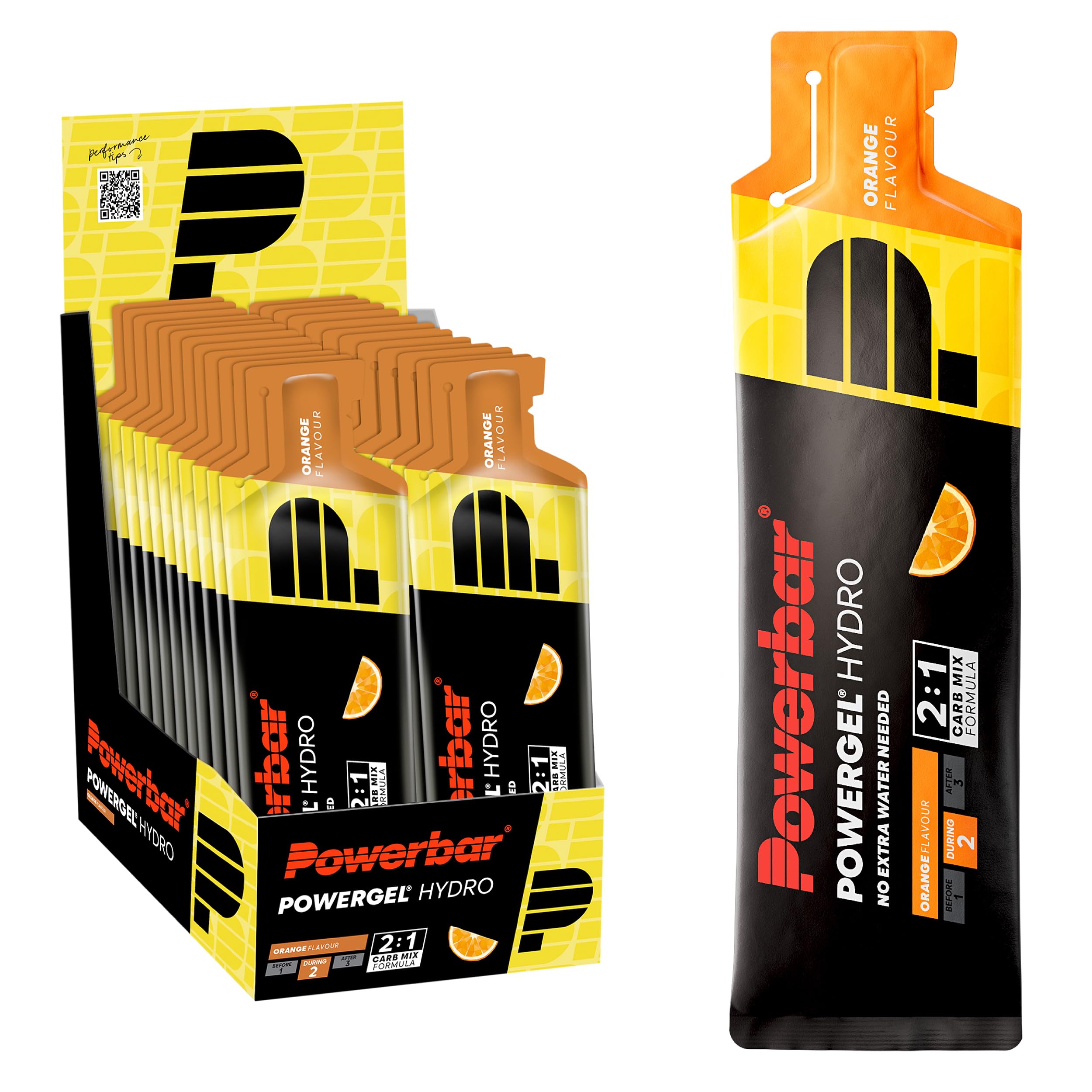 81kNHv0olL._SY2500_.jpg Powerbar PowerGel Hydro 24x67ml Orange – Flüssiges Energie-Gel für Ausdauersport – Bild 1