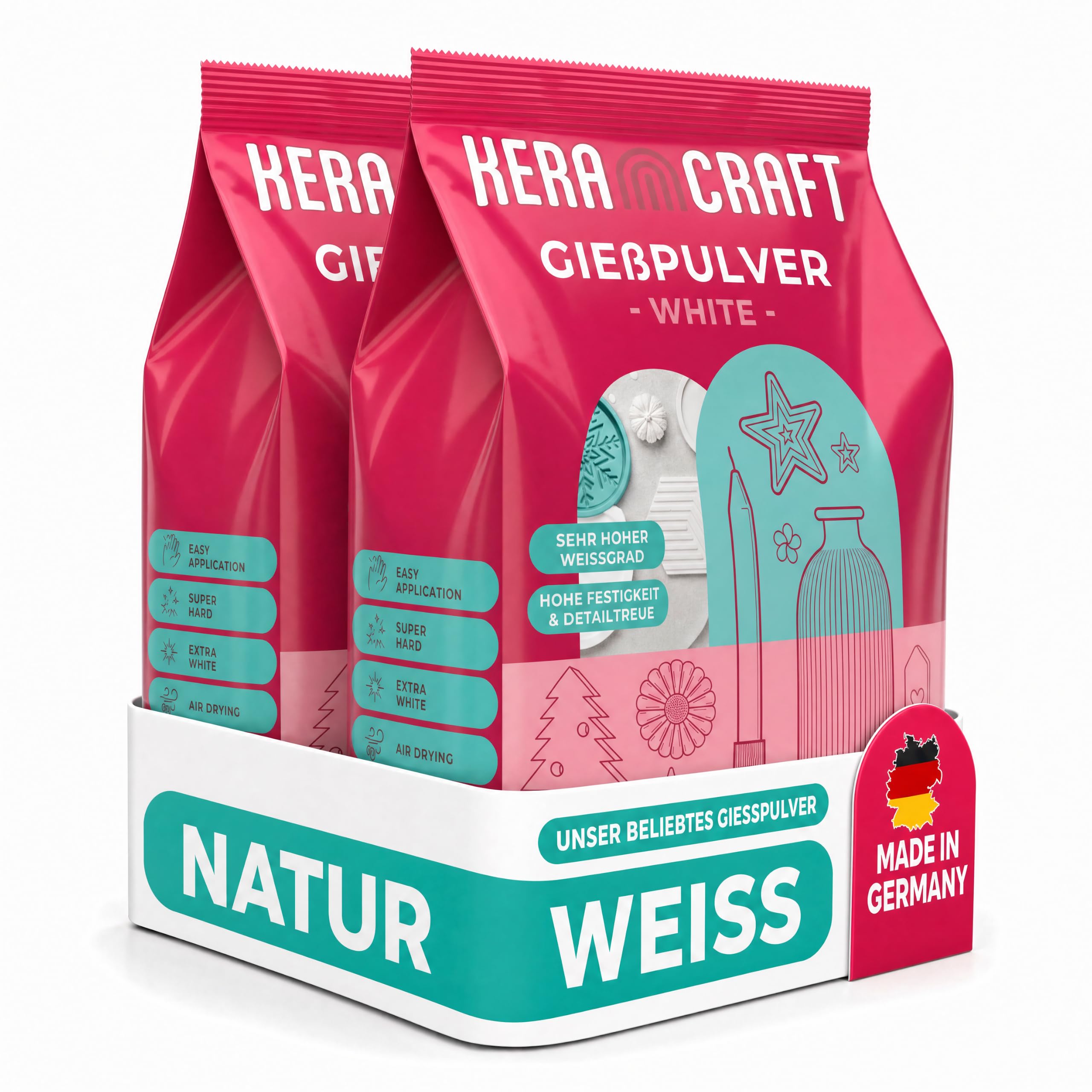 81kgpxpvdL._SY2560_.jpg Keracraft Giesspulver Weiss 2x4,5kg – Reliefgiesspulver für professionelle Gussobjekte – Bild 1