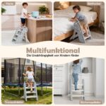 Onasti Tritthocker Kinder – Höhenverstellbar 3 Stufen mit Sicherheitsgriffe für Küche & Bad – Bild 7