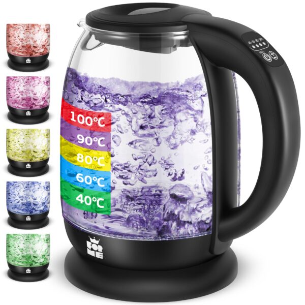 FOR ME Glas Wasserkocher 1,7L mit Temperaturwahl & LED – Präzises Erhitzen für Tee & Kaffee