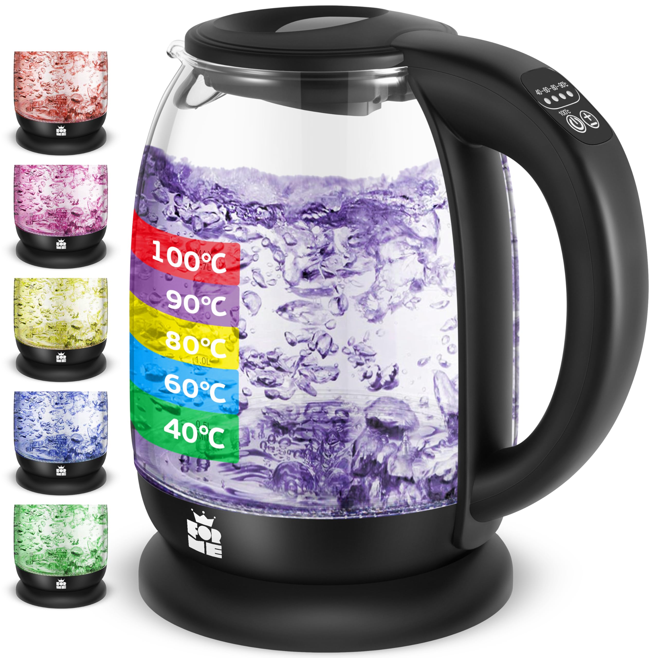 81lF5IebkrL._SY2560_.jpg FOR ME Glas Wasserkocher 1,7L mit Temperaturwahl & LED – Präzises Erhitzen für Tee & Kaffee – Bild 1