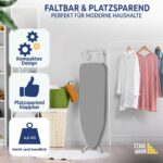 STAHLMANN Bügelbrett 114x34 cm mit rutschfesten Füssen – Stabiler Bügeltisch Made in EU – Bild 6