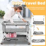 NIKYJM 3-in-1 Beistellbett mit 6-fach Höhenverstellung – Tragbares Babybett für Zuhause & Unterwegs – Bild 7
