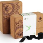 OVERMONT Yogablöcke Kork 2er Set mit Yoga Gurt – Premium Korkblöcke für Yoga & Pilates