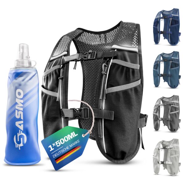 SASMO Sports Laufweste Damen & Herren – Ultraleicht, atmungsaktiv mit 8 Taschen