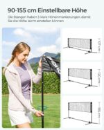 SONGMICS Badmintonnetz 300–500 cm, höhenverstellbar 90–155 cm – Tragbares Multisport-Set – Bild 3