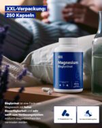 Magnesiumbisglycinat 2000 mg – 250 Kapseln hochdosiert für Schlaf & Energie – Bild 3