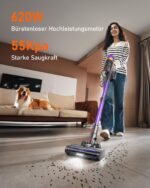 TVTAU Akkustaubsauger 55000Pa mit Anti-Tangle-Bürste – Kabelloser Stielstaubsauger für Tierhaare – Bild 2