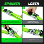 StarLeaparts Spanngurte 4er Set 25mm x 4m – 900kg Bruchfestigkeit mit Ratsche & S-Haken – Bild 4
