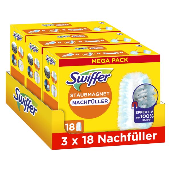 Swiffer Staubmagnet Nachfüllpackung 54 Tücher – 3x mehr Staubkraft für alle Oberflächen