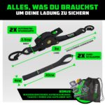 Rhino USA Selbstaufrollende Spanngurte 2er-Pack – 540kg Bruchfestigkeit für sichere Ladungssicherung – Bild 5