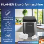 KLAMER Eiswürfelmaschine mit 2 Grössen – 15 kg Eis pro Tag & Timer für Zuhause – Bild 2