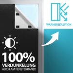 Xcelenze Verdunkelungsrollo 2m x 1,45m – 100% Lichtundurchlässig mit Mikrohafttechnologie – Bild 2