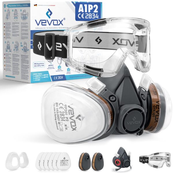 VEVOX® Atemschutzmaske A1P2 – Professioneller Schutz vor Gasen, Dämpfen & Feinstaub