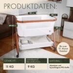 KUNU® Beistellbett 3-in-1 mit Wiegefunktion – Höhenverstellbares Reisebett mit Rollen – Bild 7