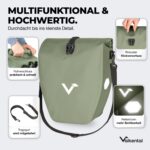 Valkental Gepäckträgertasche 20L wasserdicht – Fahrradtasche mit Reflektoren Natur Grün – Bild 4