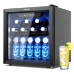 EUHOMY Getränkekühlschrank 36L – Mini Bierkühler mit Glastür & Touch-Control für Büro