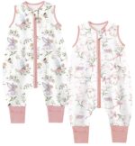 Chilsuessy 2er Pack Sommerschlafsack mit Füssen 0.5 Tog – Baumwolle für Baby 100-110cm