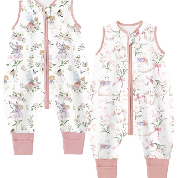 Chilsuessy 2er Pack Sommerschlafsack mit Füssen 0.5 Tog – Baumwolle für Baby 100-110cm
