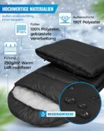 KingCamp Deckenschlafsack 220x75cm – 3-Jahreszeiten Camping Schlafsack koppelbar – Bild 4