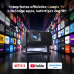 TOPTRO TP3 4K Smart Beamer mit Google TV – Tragbarer Heimkino Projektor mit Autofokus – Bild 2