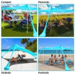 3×3m Strandzelt UV-Schutz riggoo – Sonnenschatten für 5–8 Personen – Bild 7