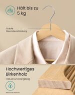 SONGMICS 30er Set Holzkleiderbügel aus Birkenholz – Platzsparend & stabil bis 5 kg – Bild 4