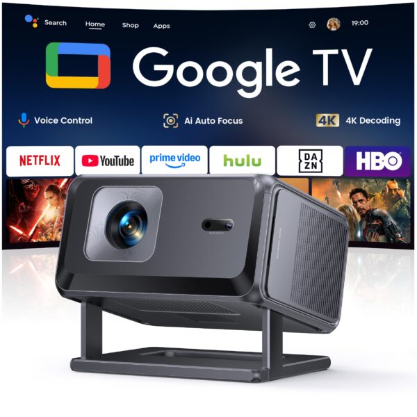 TOPTRO TP3 4K Smart Beamer mit Google TV – Tragbarer Heimkino Projektor mit Autofokus