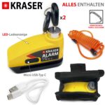 KRASER KR7Y Motorrad-Bremsscheibenschloss mit 110 dB Alarm – Wiederaufladbar – Bild 6