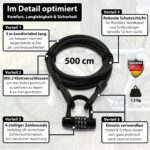 KOHLBURG Kabelschloss 5m mit Zahlenkombination – Stahlseil Sicherung für Fahrrad & Gartenmöbel – Bild 3