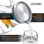 Arendo Glaskaraffe 2500 ml mit Edelstahldeckel & Grobfilter – Borosilikatglas – Bild 6