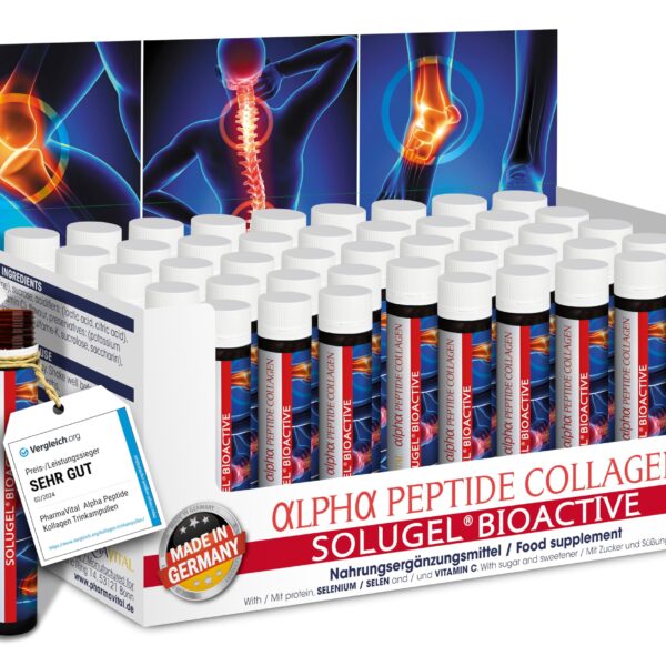 PharmaVital Alpha Peptide Collagen Trinkampullen 50 Stück – 10.000 mg SOLUGEL® für Haut & Gelenke