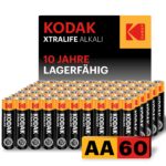 KODAK Xtralife AA Batterien 60er Pack – 1,5V Alkaline mit 148% mehr Leistung