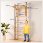 gurkler Sprossenwand Holz mit Klimmzugstange & Dip Extension – Trainingsgerät für Erwachsene & Kinder – Bild 7