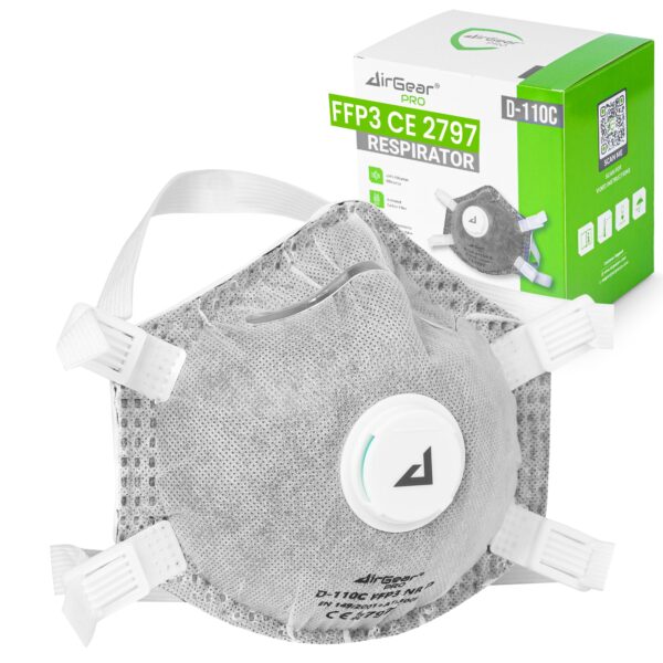 AirGearPro FFP3 Atemschutzmaske mit Ventil – CE 2797 zertifiziert für Feinstaub & Aerosole