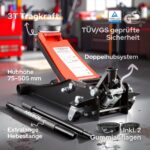 Arebos 3T Hydraulischer Rangierwagenheber flach – 75-505 mm für tiefergelegte Fahrzeuge – Bild 3