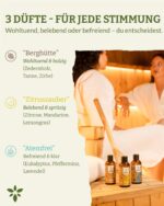 Heldengrün BIO Saunaaufguss Set 3er – Naturreine Duftmischungen für bis zu 60 Aufgüsse – Bild 3