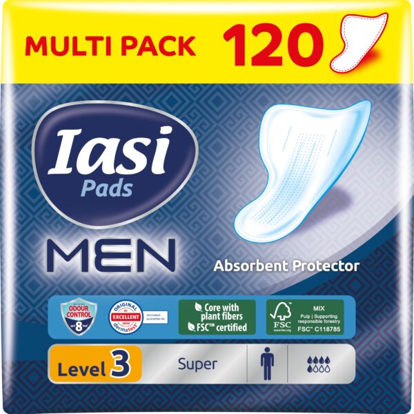 IASI Men Super Level 3 – Inkontinenzeinlagen für Männer, 120 Stück