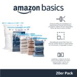 Amazon Basics Vakuum-Kompressionsbeutel 20er Set mit Handpumpe – Platzsparendes Aufbewahrungssystem – Bild 3