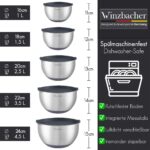 Winzbacher 5er Edelstahl Schüssel Set mit Deckel & Reibe – Rührschüssel stapelbar – Bild 3
