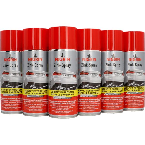 NIGRIN Zinkspray 6er Set à 400 ml – Langanhaltender Rostschutz für Karosseriearbeiten