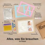 KeaBabies Baby Handabdruck & Fussabdruck Set – Premium Gipsabdruck Bilderrahmen in Esche – Bild 3